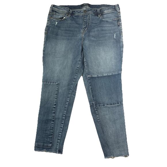 Silver Jeans Womens Izzy Slim Size 16x27 Raw Hem Patchwork NEW 99$ - Picture 1 of 5